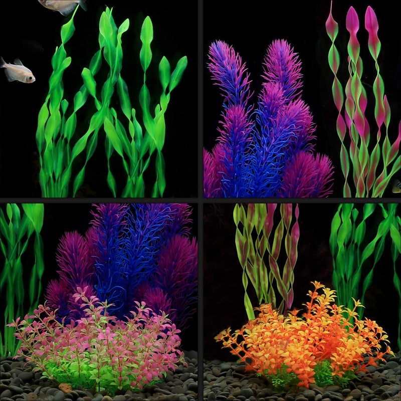 MyLifeUNIT Artificial Aquarium Plants, Plastic Fish Tank Plants for Aquarium Decorations, Pack of 7 (Style B) - Image 5